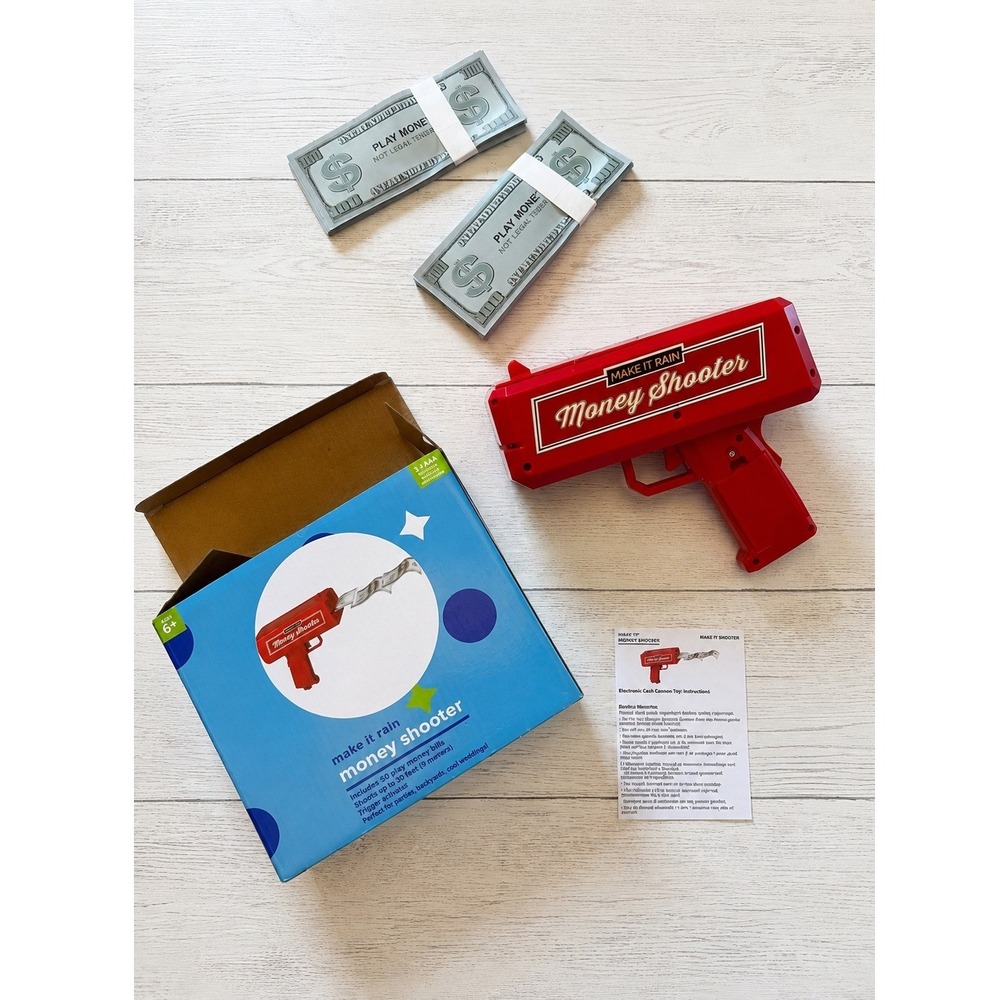Make It Rain Money Shooter Red Cash Cannon Party Toy Play Money New Open Box Fun - Picture 4 of 4